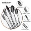 20 Piece Black Flatware Set for 4 Stainless Steel Silverware Sets With Delicate Pattern Kitchen Restaurant Hotel Mirror Polished Include Fork Spoon Knife Teaspoon Tea Fork Floral Cutlery Set view 4