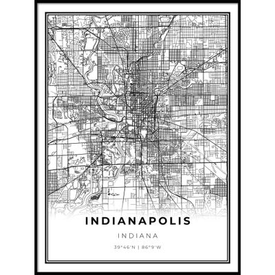 Skanndi Indianapolis Map Print, Indiana in USA Map Art Poster, Modern Wall Art, Street Map Artwork 11x14
