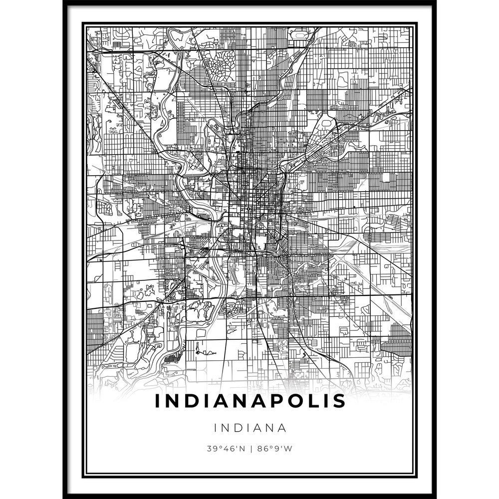 Skanndi Indianapolis Map Print, Indiana in USA Map Art Poster, Modern Wall Art, Street Map Artwork 11x14