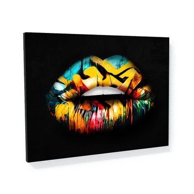 Sense Canvas Lips Graffiti Canvas Art - Home Decor Wall Art Print Poster Painting Small 16x12 / 0.75"