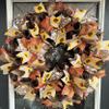 Beautiful Fall Thanksgiving Sunflower & Cotton Deco Mesh Front Door Wreath, Door Hanger, Country Home, Farmhouse Decoration, Porch Sign view 2