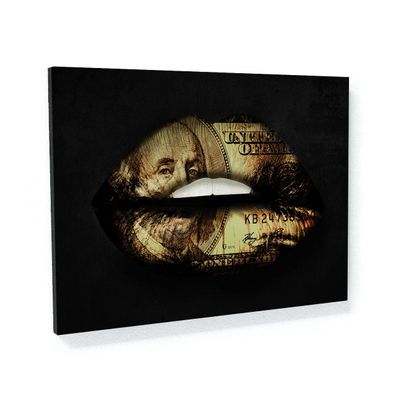 Sense Canvas Lips Frank Money Canvas Art - Home Decor Wall Art Print Poster Painting Small 16x12 / 0.75"
