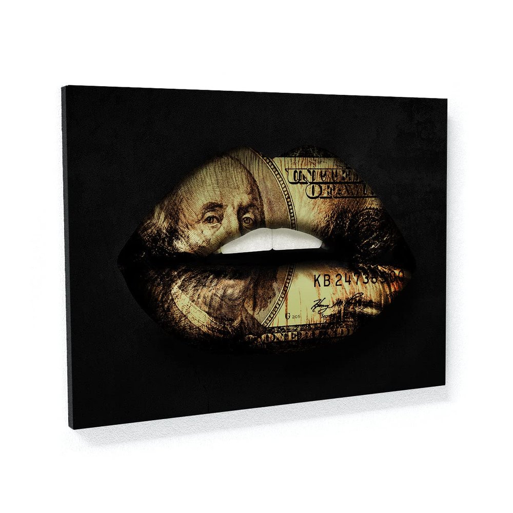 Sense Canvas Lips Frank Money Canvas Art - Home Decor Wall Art Print Poster Painting Small 16x12 / 0.75"