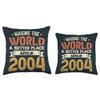 20 Birthday Making the world a better place since 2004 Throw Pillow view 3