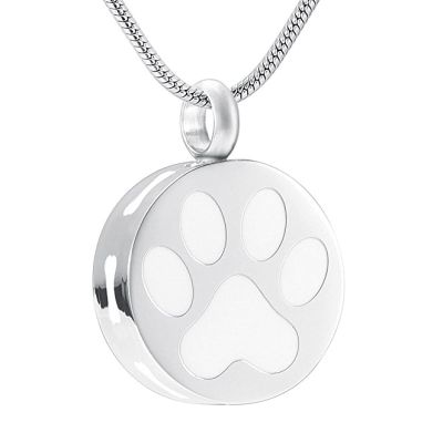 SHEIL White & Black Enamel Dog Bone/Paw Print Keepsake Jewelry Pet Funeral Urn Necklace Ashes Holder Cremation Pendant for Dog,2