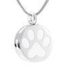 SHEIL White & Black Enamel Dog Bone/Paw Print Keepsake Jewelry Pet Funeral Urn Necklace Ashes Holder Cremation Pendant for Dog,2 view 1