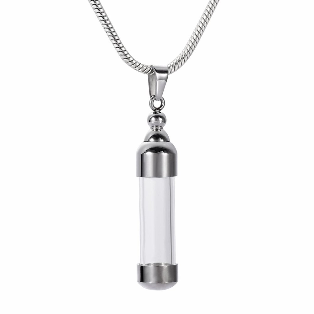 SHEIL Glass Urn Jewelry Stainless Steel Cremation Locket Necklace Hold Ashes Keepsake Memorial Pendant,4