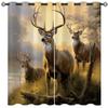 ONINUO Deer Blackout Curtains for Girls Boy Home Decor, Animal Wildlife Skeleton Red Funny Cute Grommet Thermal Insulated Drapes Darkening Window Curtain for Bedroom Living Room, 63 x 63 Inch view 1