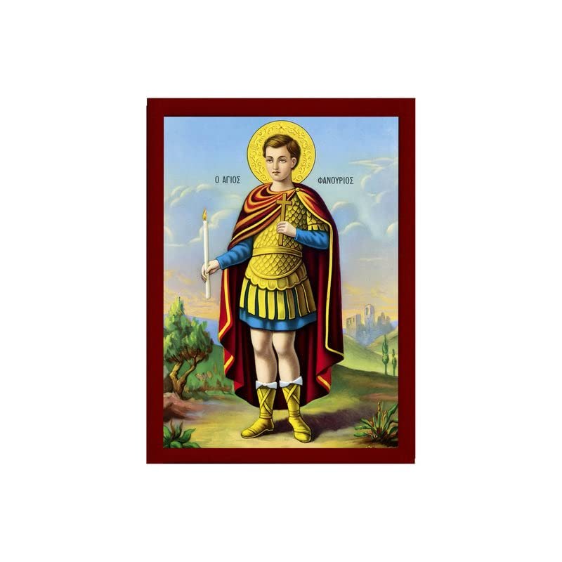 Saint Phanourios icon, Handmade Greek Orthodox icon St Fanourios, Byzantine Art wall Hanging Wood Plaque icon, Religious Gift(2) 7x10cm