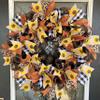 Beautiful Fall Thanksgiving Sunflower Buffalo Plaid Animal Print Deco Mesh Front Door Wreath, Door Hanger, Country Home, Farmhouse Decoration, Porch Sign view 1