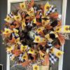 Beautiful Fall Thanksgiving Sunflower Buffalo Plaid Animal Print Deco Mesh Front Door Wreath, Door Hanger, Country Home, Farmhouse Decoration, Porch Sign view 2