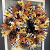 Beautiful Fall Thanksgiving Sunflower Buffalo Plaid Animal Print Deco Mesh Front Door Wreath, Door Hanger, Country Home, Farmhouse Decoration, Porch Sign view 3