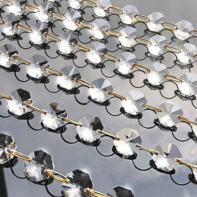 1/10/50 Meters Garland Strand Gold Rings Hanging Crystal Glass Bead Curtain Diamond Chains Party Tree Wedding Centerpiece Decor,1m