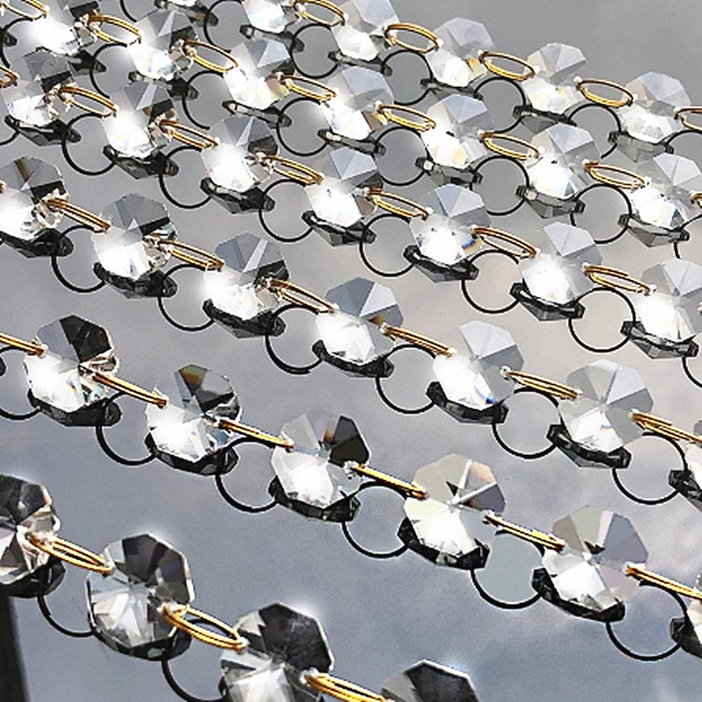 1/10/50 Meters Garland Strand Gold Rings Hanging Crystal Glass Bead Curtain Diamond Chains Party Tree Wedding Centerpiece Decor,1m
