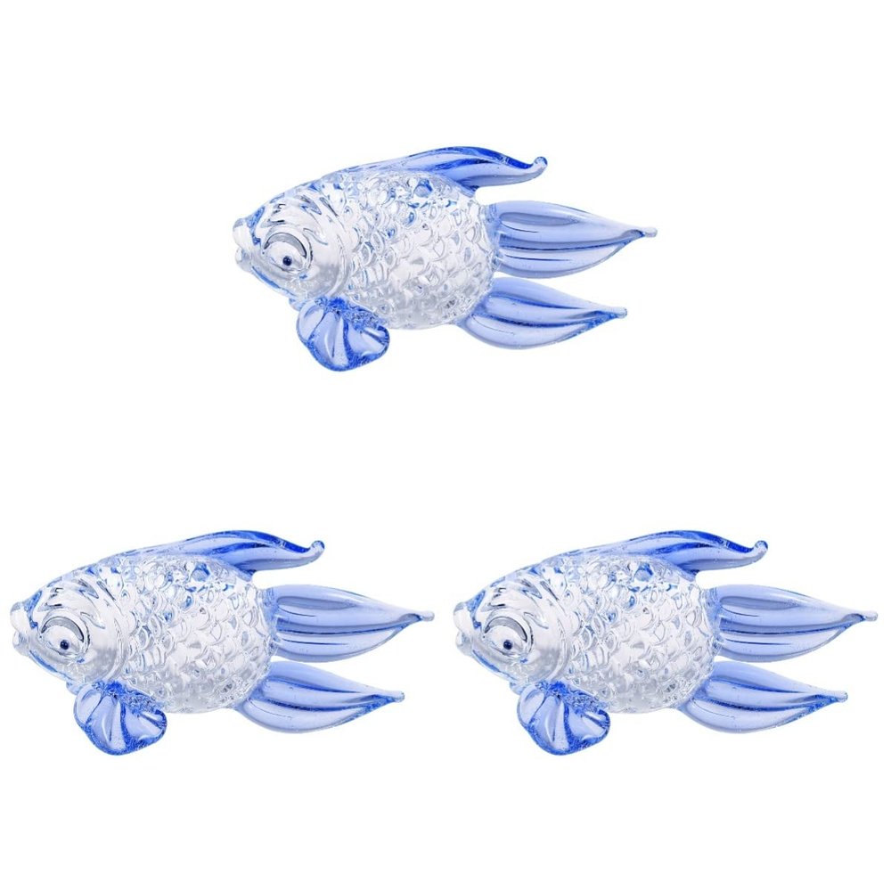 ARTIBETTER 3pcs Glass Art Figurine Miniature Decoration for Unique Sea Animal Table Ornament for Fine Craftsmanship and Elegant Design