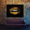 Sense Canvas Lips Gold Canvas Art - Home Decor Wall Art Print Poster Painting Small 16x12 / 0.75" view 2
