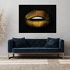 Sense Canvas Lips Gold Canvas Art - Home Decor Wall Art Print Poster Painting Small 16x12 / 0.75" view 3