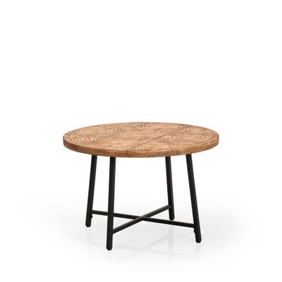28" Round Table with 18" Coated Steel Folding Legs (Tan Woodgrain)