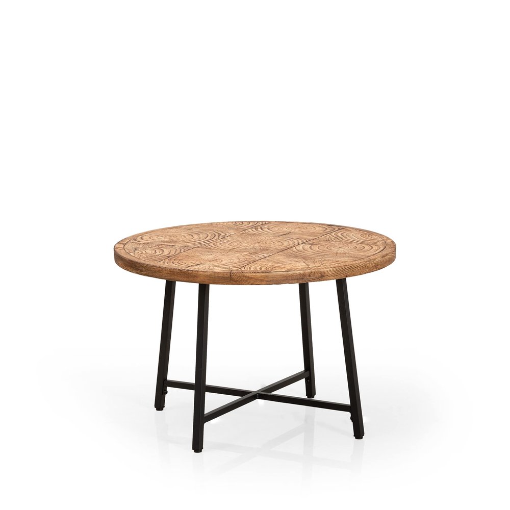 28" Round Table with 18" Coated Steel Folding Legs (Tan Woodgrain)