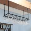 Ceiling Wine Rack and Wine Glass Holder, Metal Wine Rack with Glass Holder, Adjustable Hanging Wine Bottle Holder for Bars Kitchens Restaurants, Black (Size : 120x35cm) view 3