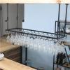 Ceiling Wine Rack and Wine Glass Holder, Metal Wine Rack with Glass Holder, Adjustable Hanging Wine Bottle Holder for Bars Kitchens Restaurants, Black (Size : 120x35cm) view 4