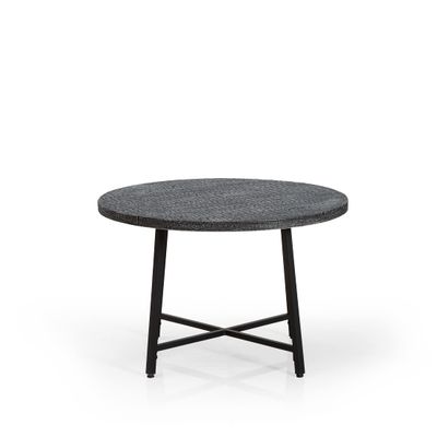 28" Round Table with 18" Coated Steel Folding Legs (Black Woodgrain)