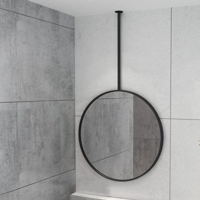 DMCHENGMA Round Ceiling Hanging Mirror with Metal Boom (Boom can be Customized), Black Hanging Rod Mirror for Bathroom Washroom Entrance (Size : Diameter-50CM/19.7INCH)