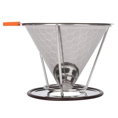 Jerliflyer Stainless Steel Coffee Filter, Metal Conical Paperless Reusable Single Cup Slow Drip Coffee Filter(125mm)