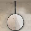 DMCHENGMA Clear and Practical Round Ceiling Mounted Mirror Hanging Rod Mirror with Black Metal Frame and Ceiling Hanging Boom Mirror for Bathroom Living Room (Boom can be Customized) view 1
