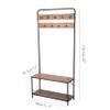 Hall Tree with E Bench in Walnut Color and Black Metal Frame-32" X12"x67" 31.5 * 12 * 67 Inches Brown Abstract Industrial Modern Contemporary Pattern MDF Natural Finish view 2