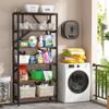 71 Inch Industrial Bookshelf 6 Shelf Bookcasefree Standing Open Book Shelves Storage Display Black Brown Vintage Metal Wood Finish view 3