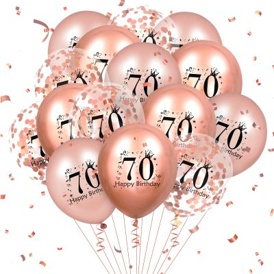 70th Birthday Balloons 18 Pcs Rose Gold Happy 70th Birthday Latex Balloons Confetti Balloons Rose Gold 70th Birthday Party Decorations for Women Men 70th Birthday Anniversary Decor Supplies 12 inch