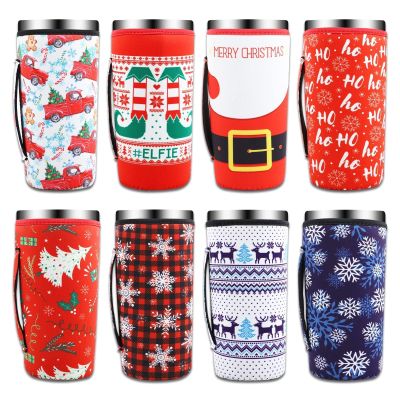 8 Pcs Reusable Neoprene Insulated Xmas Coffee Cup Sleeves for 30-32 oz Drinks