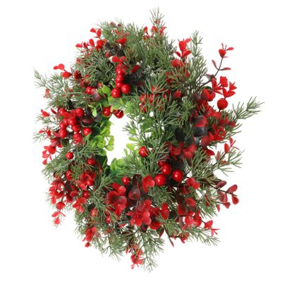 1pc Artificial Garland Door Wreaths Classic Xmas Wreath Red Front Door Garland Xmas Artificiales para Festival Pendant Plastic Vine Rattan