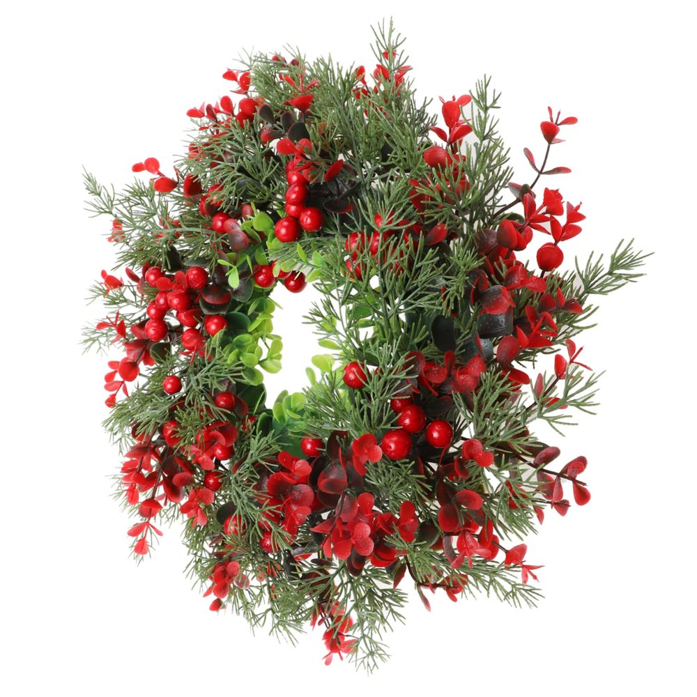1pc Artificial Garland Door Wreaths Classic Xmas Wreath Red Front Door Garland Xmas Artificiales para Festival Pendant Plastic Vine Rattan
