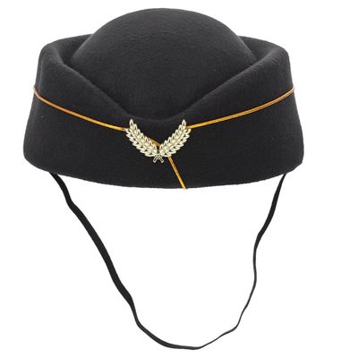 Ipetboom Flight Attendant Hat, 1 Pc Beret Hat Air Hostess Felt Stewardess Cap for Halloween Cosplay Costume