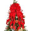 Christmas Tree Topper,33x13 inches Large Toppers Bow with Snowflake Pattern for Christmas Decoration (Red) view 1