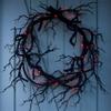Halloween Wreath with Lights, Black Bat Wreath for Front Door, Halloween Lighted Wreath Outdoor Halloween Decorations, Spooky Glitter Wreath for Home Party Props Halloween Decor (B) view 1