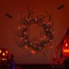 Halloween Wreath with Lights, Black Bat Wreath for Front Door, Halloween Lighted Wreath Outdoor Halloween Decorations, Spooky Glitter Wreath for Home Party Props Halloween Decor (B) view 2