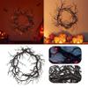 Halloween Wreath with Lights, Black Bat Wreath for Front Door, Halloween Lighted Wreath Outdoor Halloween Decorations, Spooky Glitter Wreath for Home Party Props Halloween Decor (B) view 3