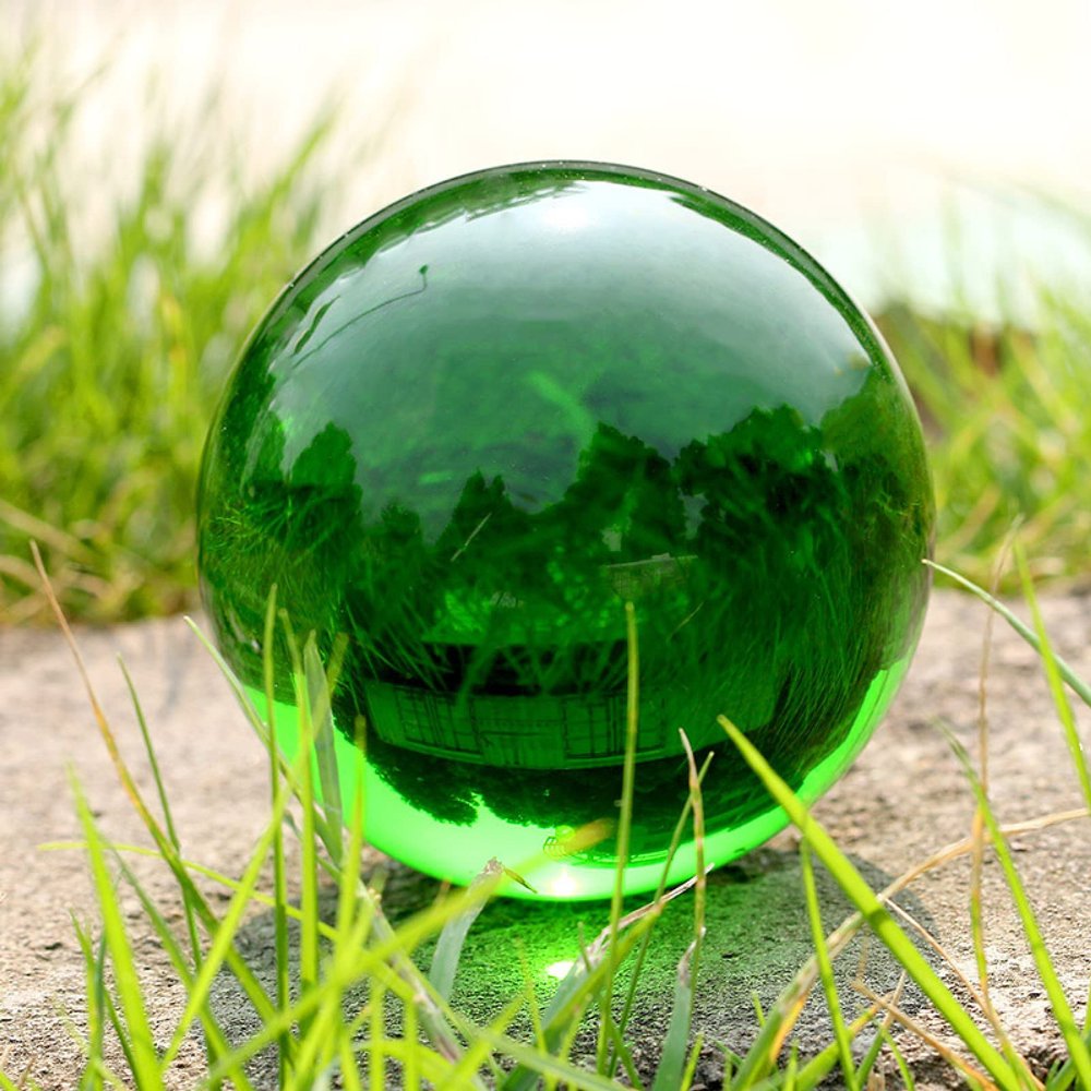 30mm-100mm Crystal Ball Quartz Glass Green Ball Spheres Glass Ball Photography Balls Crystal Craft Decor Feng Shui,100mm,Wood Base