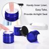 Bumobum 1 oz Blue Glass Jars with Lids, 48 pack Clear Small Jars with Black Lids, White Labels & Inner Liners, Empty Round Cosmetic Containers for Cream, Lotion view 3