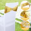 Spandex Chair Sashes Bows - Babenest 30PCS Premium Stretch Chair Cover Band with Buckle Slider Universal Elastic Chair Ties for Wedding Party Ceremony Reception Banquet Decoration (Metallic Gold) view 4