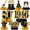 9Pcs 80th Birthday Decorations Honeycomb Centerpieces for Men Women, Black Gold Happy 80th Birthday Centerpieces Tables Toppers Party Decorations Supplies,Vintage 1946 Aged Table Sign Decor view 1