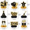 9Pcs 80th Birthday Decorations Honeycomb Centerpieces for Men Women, Black Gold Happy 80th Birthday Centerpieces Tables Toppers Party Decorations Supplies,Vintage 1946 Aged Table Sign Decor view 2