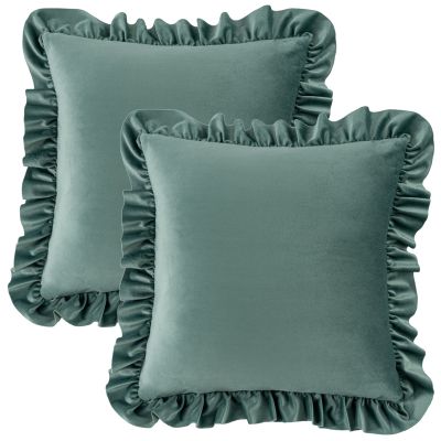 2 Pack Velvet Pillowcases, Ultra Soft Luxury Solid Color Throw Pillow Covers Decorative Lumbarlumbar Cushion Case Home Decor for Sofa Couch Bed Chair 18x18 Inch/45x45 cm,Green