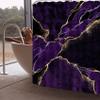 4 Pcs Purple Marble Shower Curtain Sets, Gold Cracked Lines Black Bathroom Decor, Rug Toilet Lid Cover and Non-Slip U Shape Mat, Abstract Modern Luxury Waterproof Shower Curtain with 12 Hooks, 72 x 72 view 3