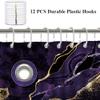 4 Pcs Purple Marble Shower Curtain Sets, Gold Cracked Lines Black Bathroom Decor, Rug Toilet Lid Cover and Non-Slip U Shape Mat, Abstract Modern Luxury Waterproof Shower Curtain with 12 Hooks, 72 x 72 view 4