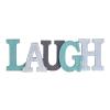 Morning View Wooden Laugh Sign Decorative Hanging Word Signs Table Top Cutout Block Letters Standing Laugh Letter Sign Wall Decor for Living Room Home Decor Shelf Mantel (Aqua) view 1