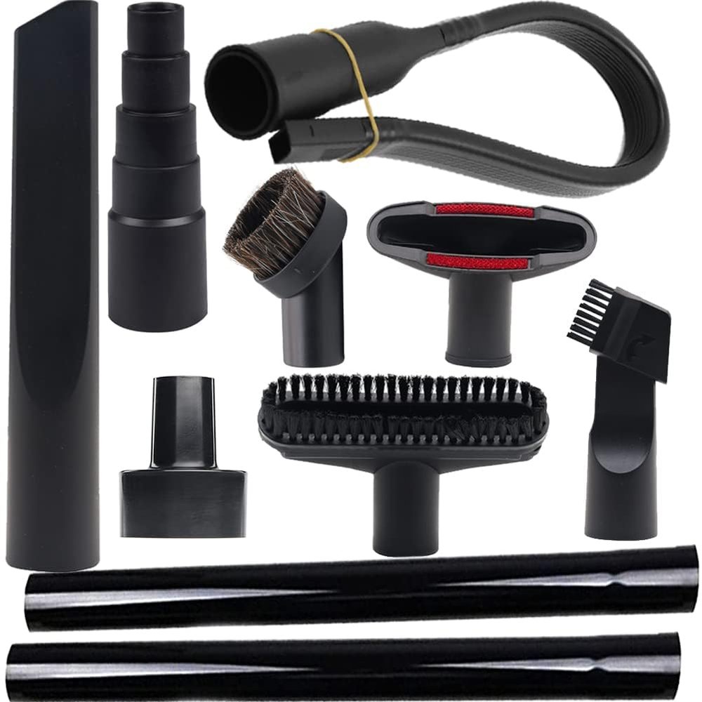 10 Pcs Universal Vacuum Attachments for Shop Vac Accessories - 2 1/2" to 1 1/4" and 1 7/8" to 1" Vacuum Hose Adapter Kit, Vacuum Brush Attachment Flexible Crevice Tool, Vacuum Extension Wand